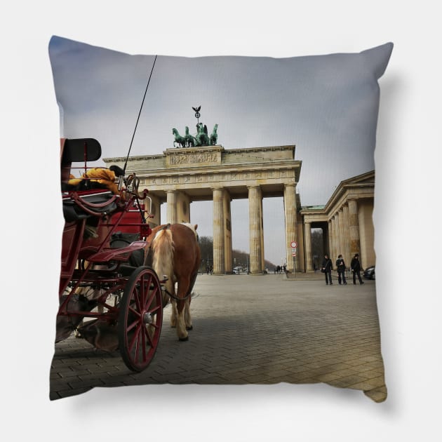 Brandenburg Gate, Berlin City colored Pillow by hottehue