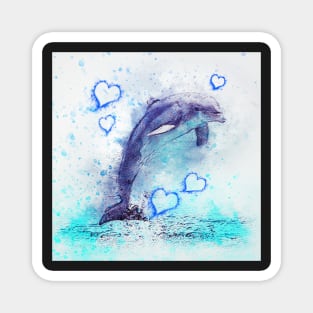 Dolphin Watercolor Graphic Art Cute Dolphin Lover Home Decor & Gifts Magnet