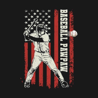 Baseball Design For Papaw Us Flag Baseball Fathers Day T-Shirt