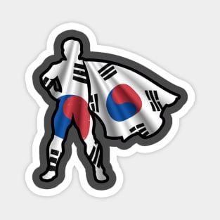 South Korean Hero Wearing Cape of South Korea Flag Hope and Peace Unite in Korea Magnet