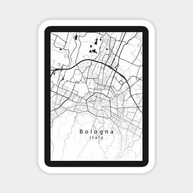 Bologna Italy City Map white Magnet by Robin-Niemczyk