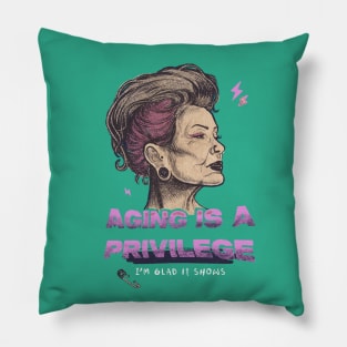 Aging is a privilege no background Pillow