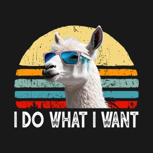 Retro I Do What I Want Funny Llama Lovers T-Shirt