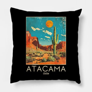 A Vintage Travel Illustration of Atacama Desert - Chile Pillow