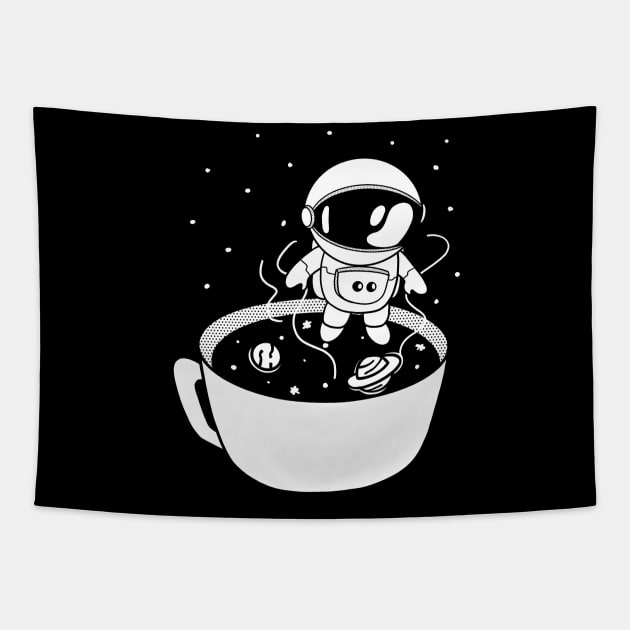 Coffee In Space Cute Astronaut Stars Planet Mug Tapestry by Foxxy Merch