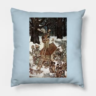 Building the House for Mamie - Peter Pan in Kensington Gardens - Arthur Rackham Pillow