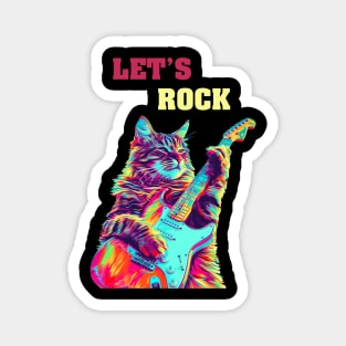 Lets Rock Cat Music Magnet