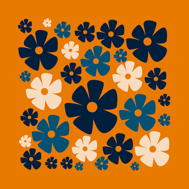 Orange and blue abstract flowers by ampp