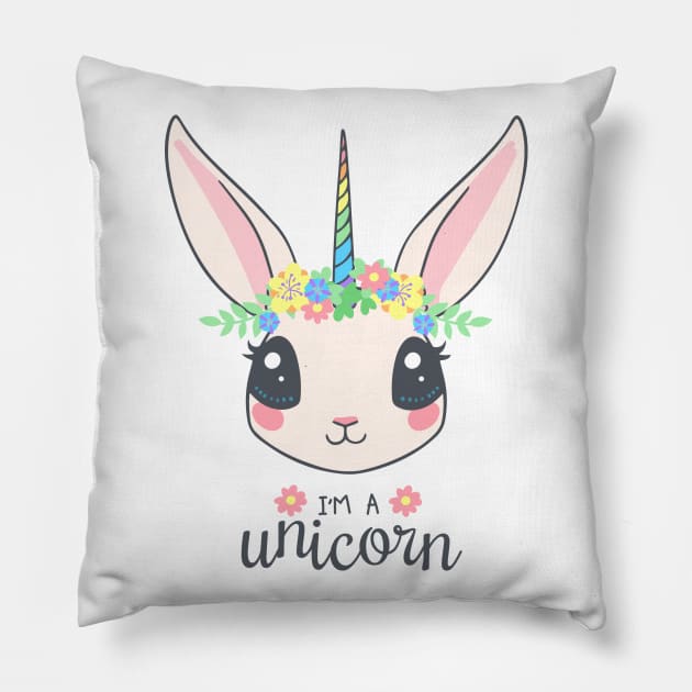 I'm A Unicorn - Bunny Pillow by Humoratologist