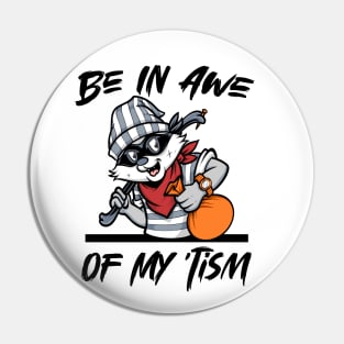 Be In Awe Of My 'Tism, Funny Raccoon and quote men woman Pin