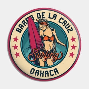 Vintage Surfing Badge for Barra de la Cruz, Mexico Pin