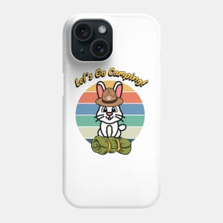 Funny white rabbit wants to go camping Phone Case