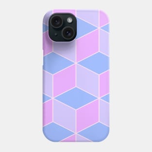 Pastel Pink Blue and Purple Cube Geometric Pattern Phone Case