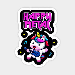 Happy Metal Unicorn Cute Funny Heavy Rock Musician Magnet