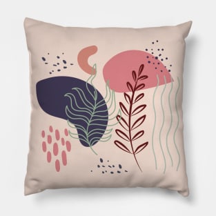 Abstract shapes and plants digital design Pillow