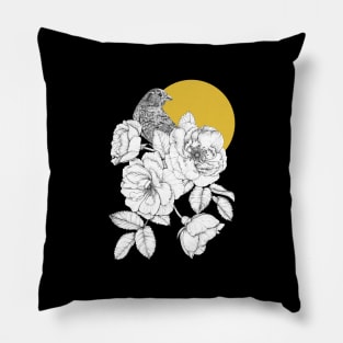 Bird, Roses and Moon Pillow