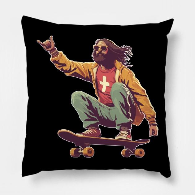 Cool Trendy Jesus Christ skater Pillow by TomFrontierArt