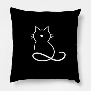 Fancy Cat White Pillow