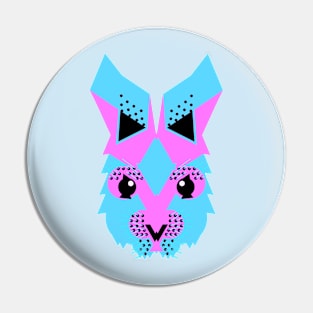 Rabbit face, Neon blue and pink. Pin