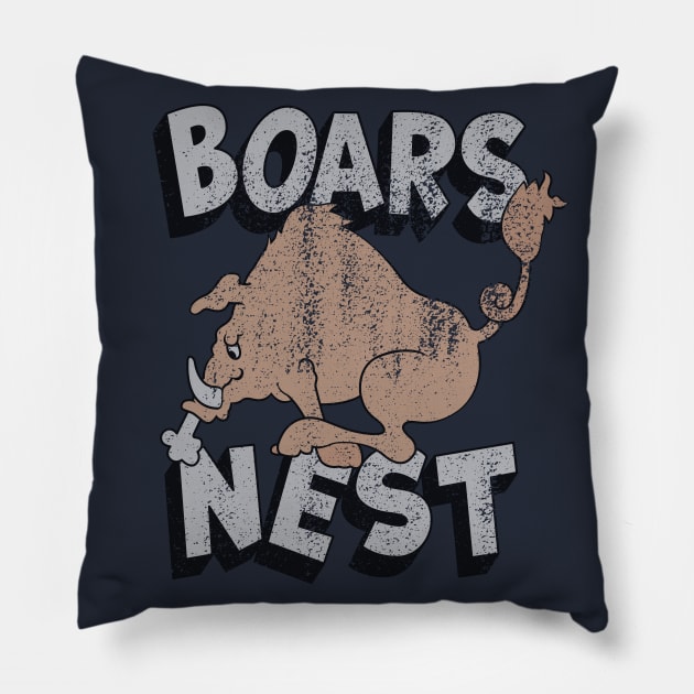 Boars Nest Sign (Stacked Layout) Pillow by GraphicGibbon