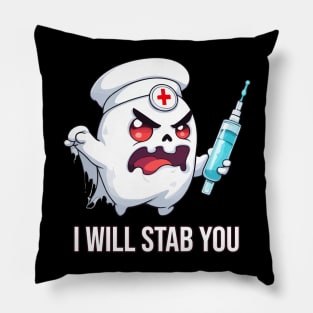 Scary Nurse Ghost - I Will Stab You Pillow