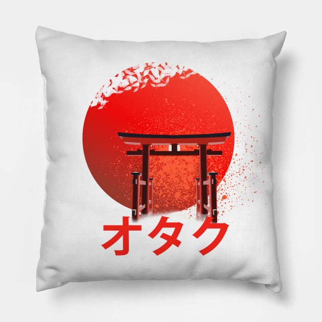 "Otaku"In Katakana, Japanese Sakura Pillow by ArkiLart Design