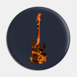 Orange Flame Guitar Silhouette on Black Pin