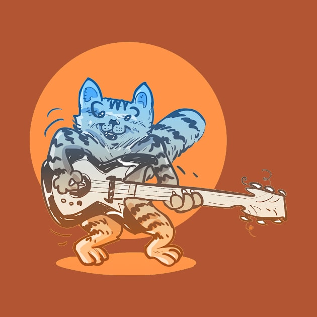 funny cat playing guitar cartoon by anticute