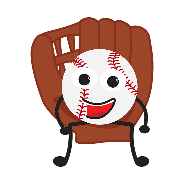 Cute Cartoon Baseball Ball and Glove by sigdesign