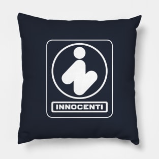 Vintage Innocenti emblem 1970's - Innocenti Mini, Lambretta - white print Pillow