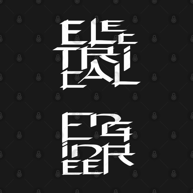 Electrical Engineer Character White Text by Barthol Graphics