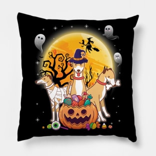 Whippets Dog Mummy Witch Moon Ghosts Happy Halloween Thanksgiving Merry Christmas Day Pillow