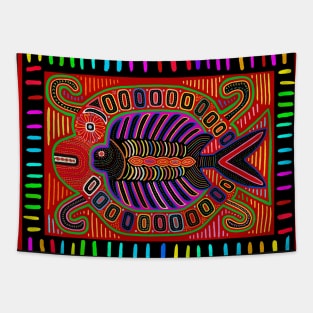 Kuna Indian Mola Folk Art - Flying Fish Tapestry