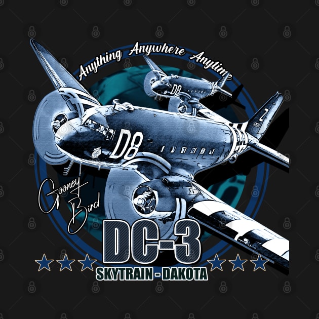 DC3 C47 Dakota Military Transport Aircraft by aeroloversclothing