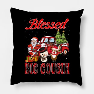 Blessed Big Cousin Red Plaid Christmas Pillow