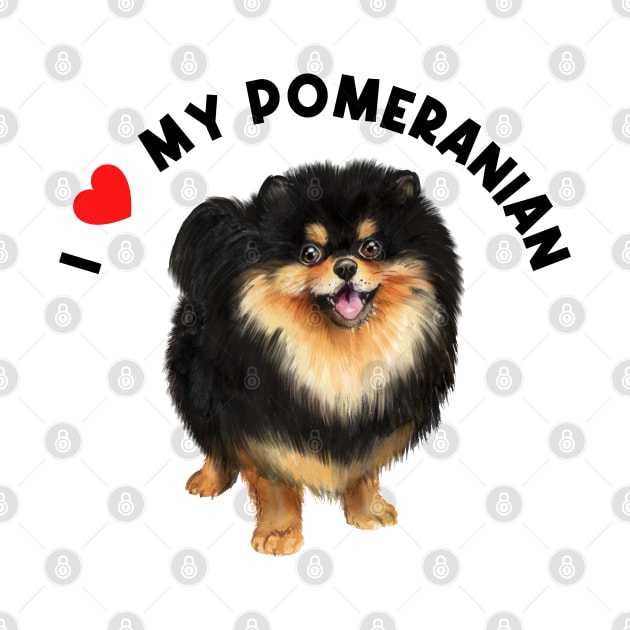 I Love My Pomeranian Cute Pomeranian Puppy Dog by AdrianaHolmesArt