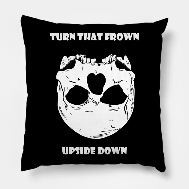 Turn that Frown Upside Down Pillow by Black Snow Comics