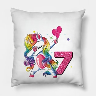 Kids Dabbing Birthday Shirt 7 Years Old Birthday Outfit Girls Pillow