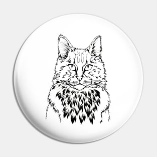 Cat Face illustration - B&W Pin