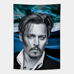 Johnny Portrait Digital Artwork wall art support Tapestry