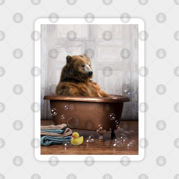 Bear in a Bathtub Magnet by DomoINK