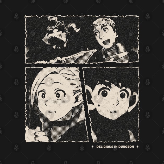 Delicious in Dungeon Gloomy Halftone Fanart Design by Gloomeeey