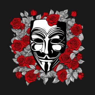 Guy Fawkes Mask & Roses T-Shirt