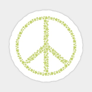 Floral Peace Sign - Lime Green Magnet