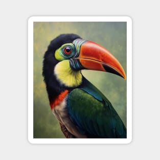 Amazing Zoo Green Aracari in Oil Paint Hyperrealism Magnet