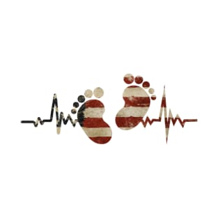 Baby Feet Heartbeat American Flag T-Shirt