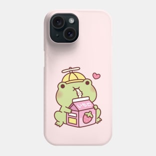 Cute Frog Loves Strawberry Milk Phone Case