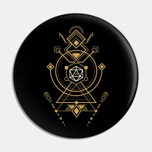 Esoteric D20 Dice Sacred Symbol Pin