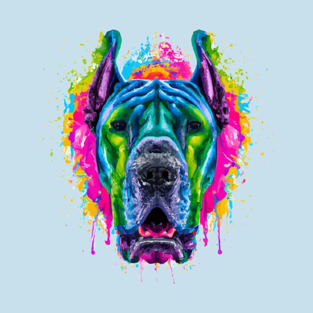 Great Dane German Mastiff Mural Art Print by Furrban