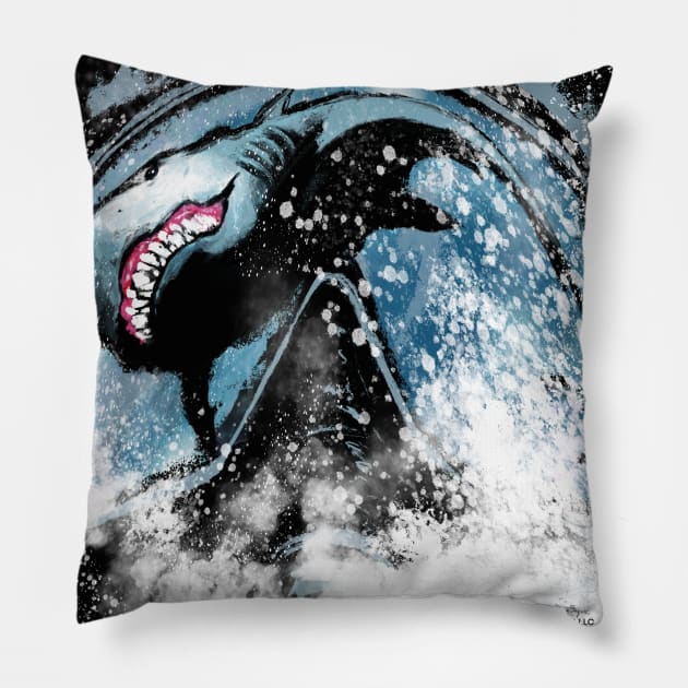 Diver Jaws Reflection Pillow by DougSQ